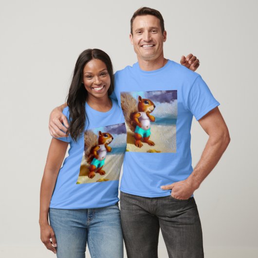 Eekhoorn op een strand t-shirt (Unisex)