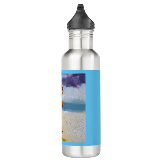 Eekhoorn op een strand waterfles  (Rechts)