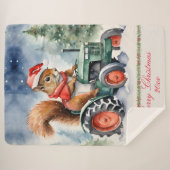Eekhoorn op een Tractor Kerstmis Sherpa Deken (Voorkant (horizontaal))