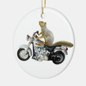 Eekhoorn op motorfiets keramisch ornament (Links)