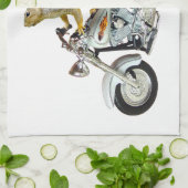 Eekhoorn op motorfiets theedoek (Gevouwen)