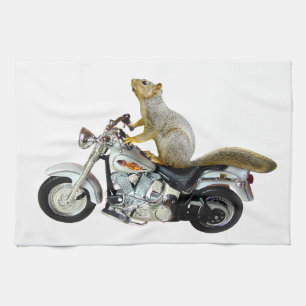 Eekhoorn op motorfiets theedoek