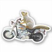 Eekhoorn op motorfiets, vinylsticker op maat gesne sticker (Voorkant)
