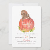 Eekhoorn op Pompoen Waterverf Thanksgiving Kaart (Voorkant)