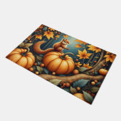 Eekhoorn op pompoenen in de herfst deurmat (Schuin)