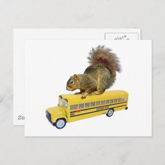 Eekhoorn op schoolbus briefkaart (Voorkant / Achterkant)