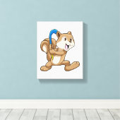 Eekhoorn op Veldhockey met stok Canvas Afdruk (Insitu (Houten vloer))
