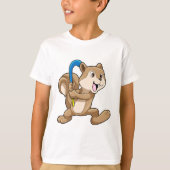 Eekhoorn op Veldhockey met stok T-shirt (Voorkant)