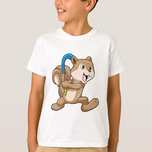 Eekhoorn op Veldhockey met stok T-shirt (Voorkant)