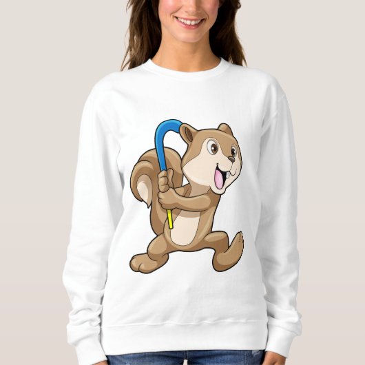 Eekhoorn op Veldhockey met stok Trui (Voorkant)