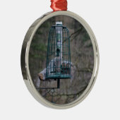 Eekhoorn op vogelvoer metalen ornament (Rechts)
