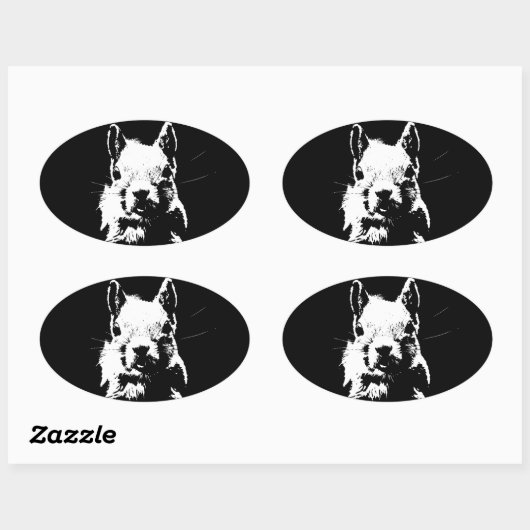 eekhoorn ovale sticker (Vel)