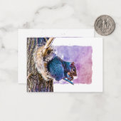 Eekhoorn Paarse Waterverf Valentijnsdag Notitiekaartje (Voorkant / Achterkant in situ)