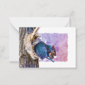Eekhoorn Paarse Waterverf Valentijnsdag Notitiekaartje (Voorkant)
