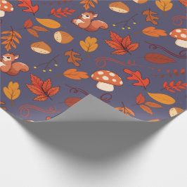 Eekhoorn, Paddenstoelen Naadloze Herfst Wrapping P Cadeaupapier