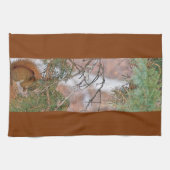 Eekhoorn, pijnboom en keukenhanddoek (Horizontaal)
