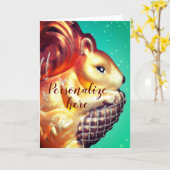 Eekhoorn pinecone  herfst winter blauwgroen goud kaart (Gele Bloem)