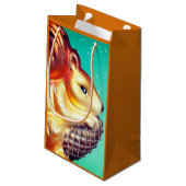 Eekhoorn pinecone  herfst winter blauwgroen goud klein cadeauzakje (Achterkant Gekanteld)