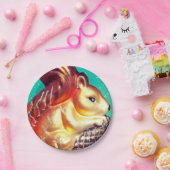 Eekhoorn pinecone  herfst winter blauwgroen goud papieren bordje (Feest)