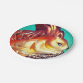 Eekhoorn pinecone  herfst winter blauwgroen goud papieren bordje (Gekanteld)