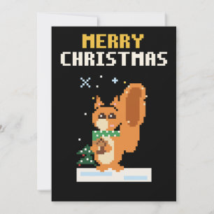 Eekhoorn Pixel Art Kerstkaart