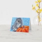 Eekhoorn Pompoen Schilderij Kaart (Gele Bloem)