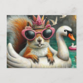 Eekhoorn Prinses op Drijvende Zwaan Grappig Schatt Briefkaart (Voorkant)