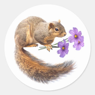 Eekhoorn Purple Flowers Sticker