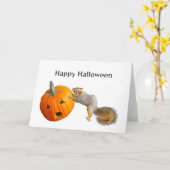 Eekhoorn Pushing Jack-o-Lantern Halloween Kaart (Gele Bloem)