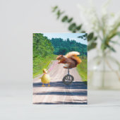 Eekhoorn rijden eenwieler Walking Duck Briefkaart (Staand voorkant)
