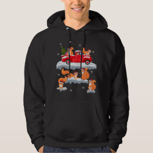 Eekhoorn Rijden Kerstboom Rode Vrachtwagen Eekhoor Hoodie