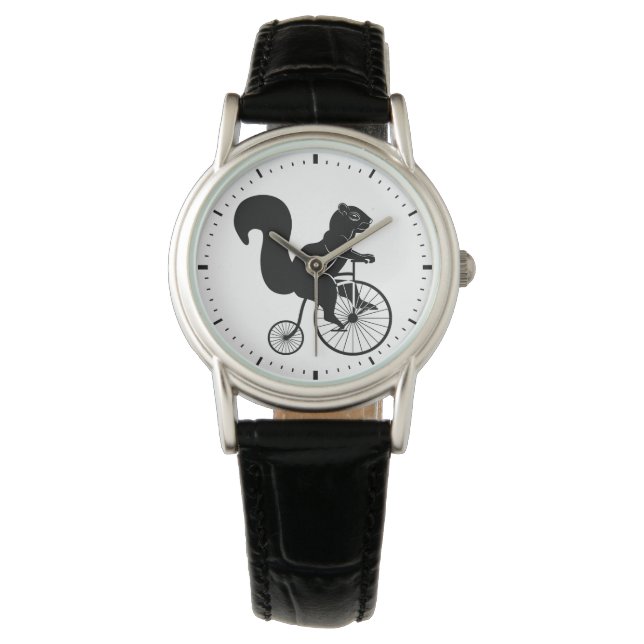 Eekhoorn Rijden Penny Farthing Bike Horloge (Voorkant)