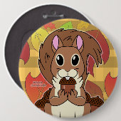 Eekhoorn - ronde button 6,0 cm (Voorkant /achterkant)