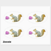 Eekhoorn Roze Bloem Sticker (Vel)