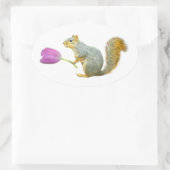 Eekhoorn Roze Bloem Sticker (Tas)