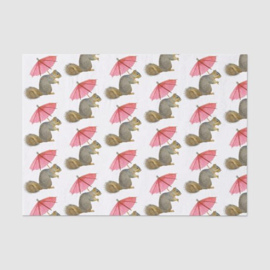 Eekhoorn Roze Parasol Tissue Papier (Voorkant)