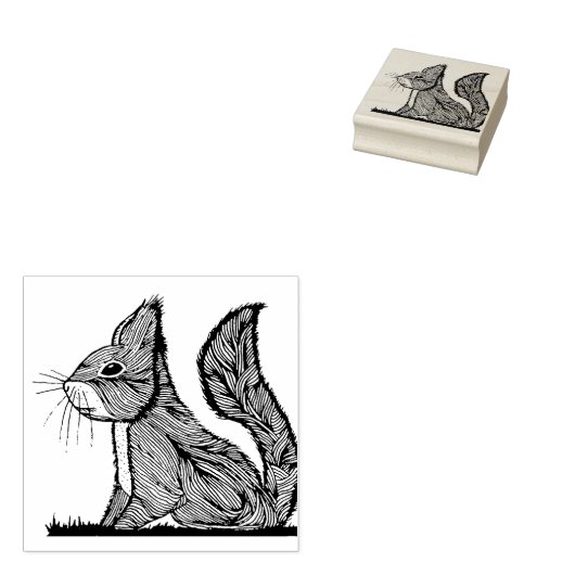Eekhoorn rubber stempel (Gestempeld)