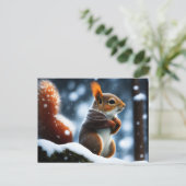Eekhoorn rust op een Log in Winter Briefkaart (Staand voorkant)