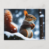 Eekhoorn rust op een Log in Winter Briefkaart (Voorkant)