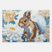 Eekhoorn  rustieke bloemen botanische decoupage inpakpapier vel (Voorkant 3)