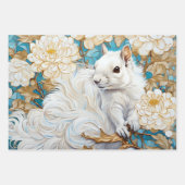 Eekhoorn  rustieke bloemen botanische decoupage inpakpapier vel (Voorkant)