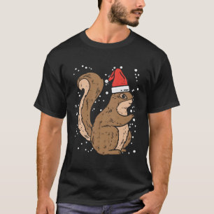 Eekhoorn Santa Hoed Kerstmis Kerstmis Pyjama Dier T-shirt