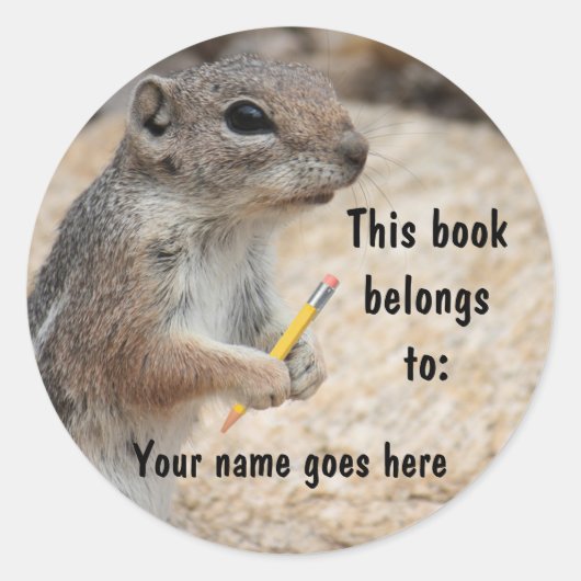 Eekhoorn Schrijver Boekplaat Sticker (Voorkant)