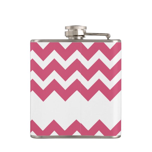 Eekhoorn Silhouet met roze Chevron Patroon Heupfles (Achterkant)
