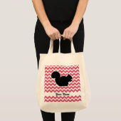 Eekhoorn Silhouet met roze Chevron Patroon Tote Bag (Voorkant (product))