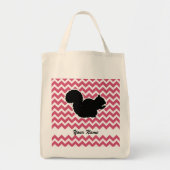 Eekhoorn Silhouet met roze Chevron Patroon Tote Bag (Voorkant)