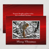 Eekhoorn Sneeuwboom Foto Kerst Flat Feestdagenkaart (Voorkant / Achterkant)