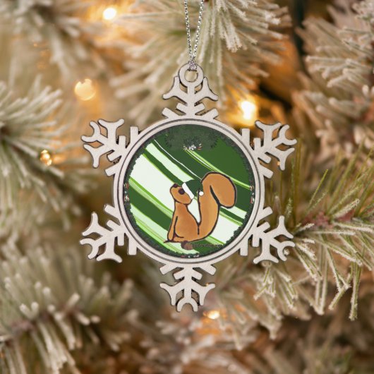 Eekhoorn Sneeuwvlok Omlijst Ornament (Boom)