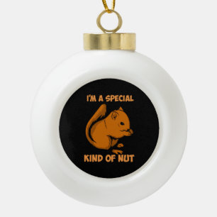 Eekhoorn - speciaal soort nut keramische bal ornament