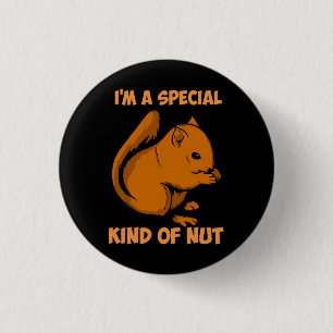 Eekhoorn - speciaal soort nut ronde button 3,2 cm